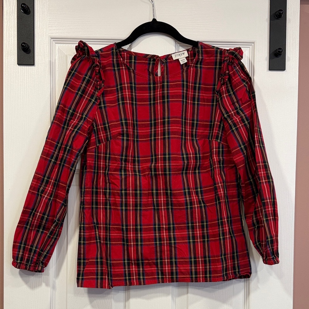 J. Crew Women's Red Plaid Blouse